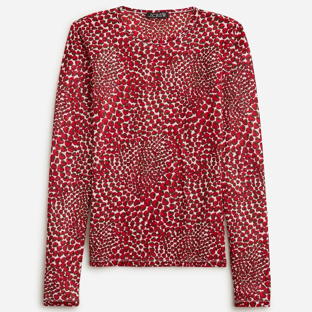 J.Crew Red and White Patterned Long Sleeve Shirt